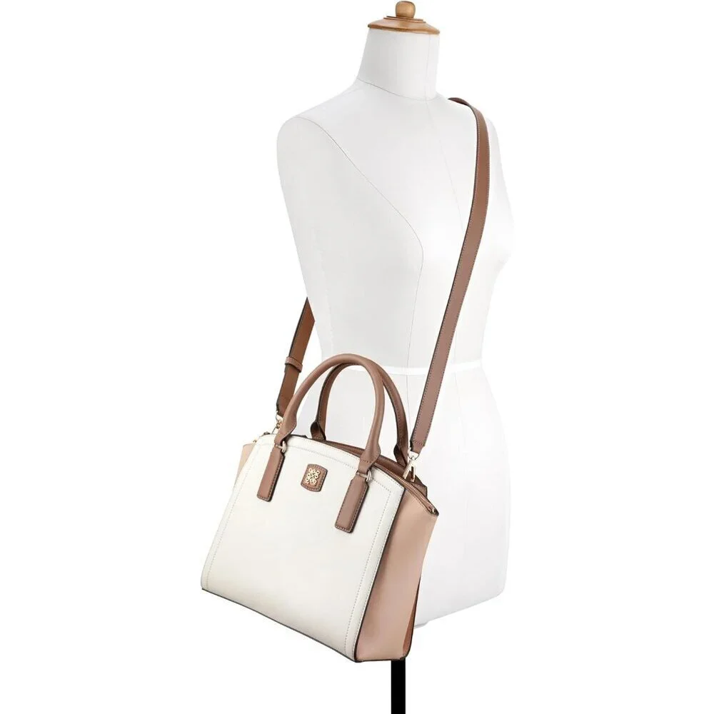 Black Americana Satchel Cotton Blend Lining Zipper Closure Women’s Bag